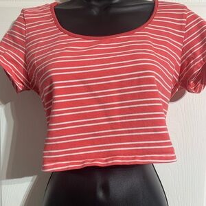 Ambiance Striped peach 🍑 and White Crop Top